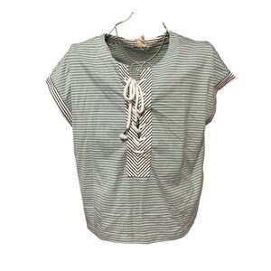 NEW WITH TAGS STUNNING Hem & Thread Womens Medium Striped rope Lace Shirt Top Sh